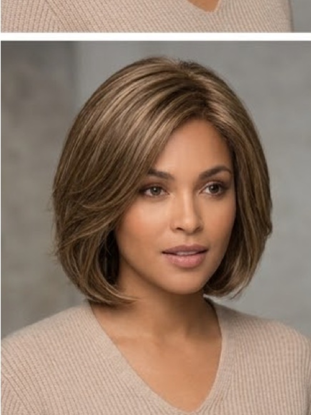 NWT Highlighted Brown Short Bob Wig 28cm Layered Synthetic Hair